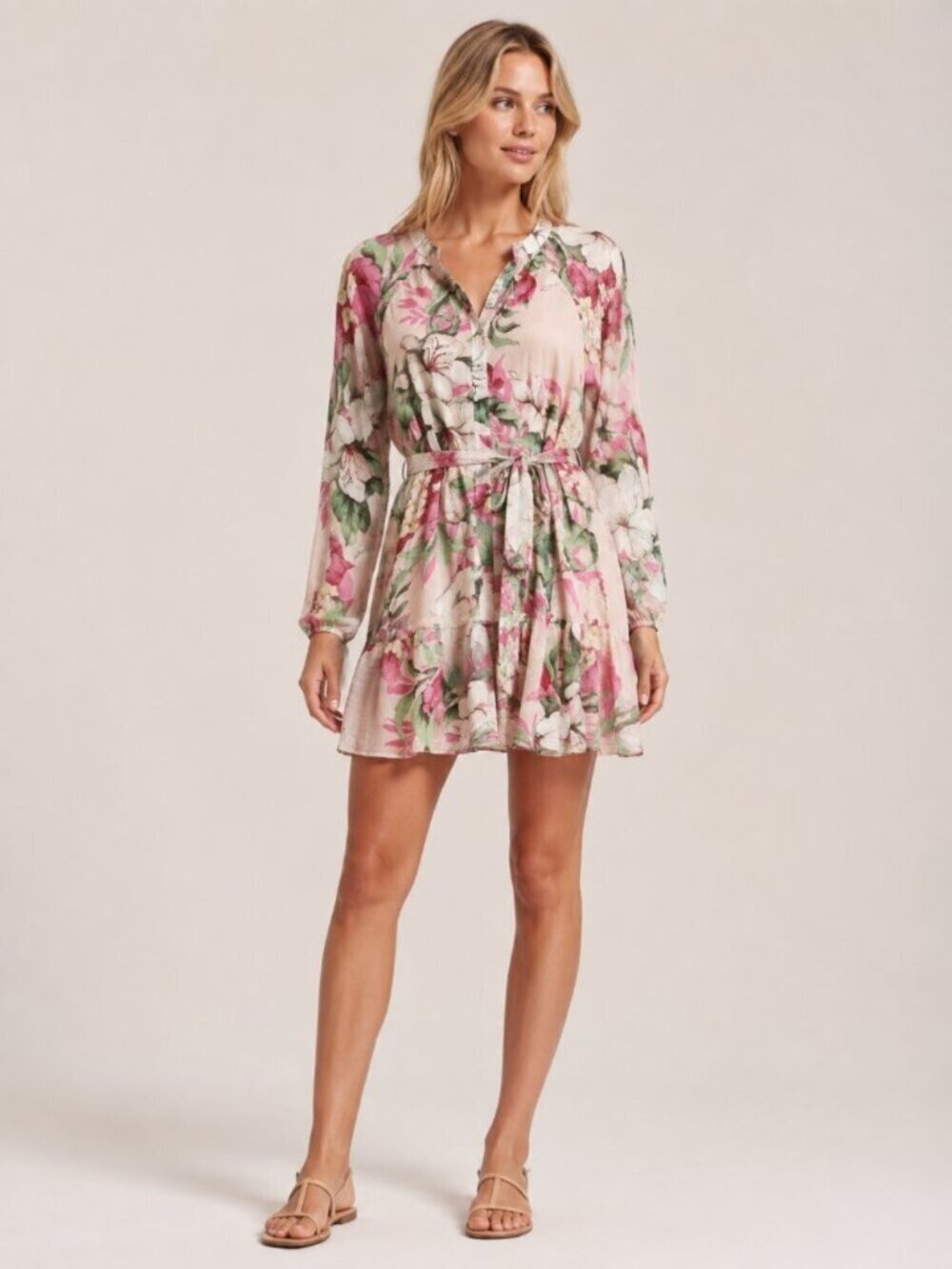NWT White House Black Market Tie Waist Shirt Dress Roma Lily Sepia Rose S